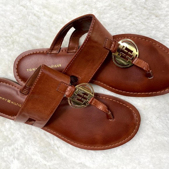Tommy Hilfiger Shoes - Tommy Hilfiger Thong Sandals Luana Brown Size 8